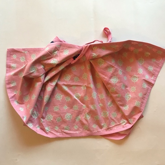 Vineyard Vines Reversible Wrap Skirt Blue/Pink Compass Antique Helm Print 2 - Picture 5 of 6